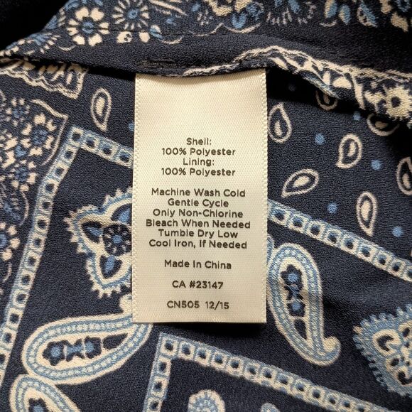 Talbots Dress 8 Maxi Navy Blue Patchwork Print Lined Bodice Sleeveless Back Zip - Picture 6 of 7